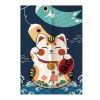 Japanese Style Fortune Cat Door Curtain Kitchen Partition Curtain Restaurant Half Curtain Sushi Ramen Decor Short Curtain,31x47 Inch