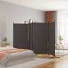 4-Panel Room Divider Brown 136.2"x70.9" Fabric