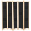 5-Panel Room Divider Black 78.7"x66.9"x1.6" Fabric
