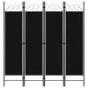 4-Panel Room Divider Black 63"x70.9"