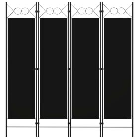 4-Panel Room Divider Black 63"x70.9"
