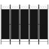 5-Panel Room Divider Black 78.7"x70.9"