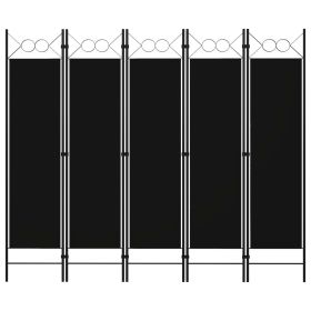 5-Panel Room Divider Black 78.7"x70.9"