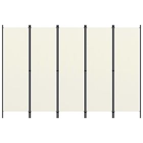 5-Panel Room Divider Cream White 98.4"x70.9"