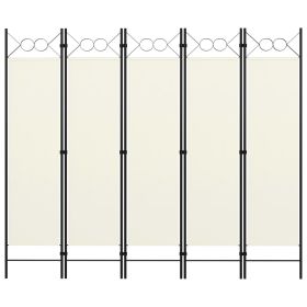 5-Panel Room Divider Cream White 78.7"x70.9"