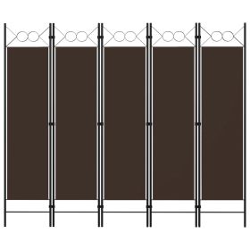 5-Panel Room Divider Brown 78.7"x70.9"