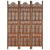 Hand carved 3-Panel Room Divider Brown 47.2"x65" Solid Mango Wood