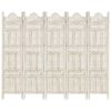 Hand carved 5-Panel Room Divider White 78.7"x65" Solid Mango Wood