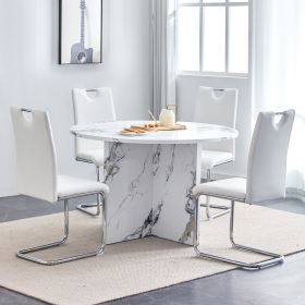 5 piece Round Dining Table Set, 47 Inch Modern Kitchen Table Small Dinner Table MDF Kitchen Dinning Table for Dining Room Kitchen, Living Room