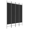 4-Panel Room Divider Black 63"x78.7" Fabric