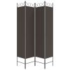 4-Panel Room Divider Brown 63"x78.7" Fabric