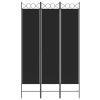 3-Panel Room Divider Black 47.2"x78.7" Fabric