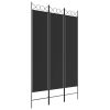 3-Panel Room Divider Black 47.2"x78.7" Fabric