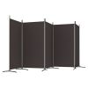 5-Panel Room Divider Brown 170.5"x70.9" Fabric