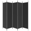5-Panel Room Divider Black 98.4"x78.7" Fabric