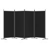 4-Panel Room Divider Black 136.2"x70.9" Fabric