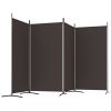 4-Panel Room Divider Brown 136.2"x70.9" Fabric