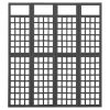 4-Panel Room Divider/Trellis Solid Fir Wood Black 63.4"x70.9"