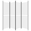 4-Panel Room Divider White 78.7"x70.9" Fabric
