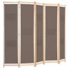 5-Panel Room Divider Brown 78.7"x66.9"x1.6" Fabric