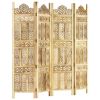 Hand carved 4-Panel Room Divider 63"x65" Solid Mango Wood