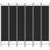 6-Panel Room Divider Black 94.5"x86.6" Fabric