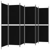6-Panel Room Divider Black 118.1"x70.9" Fabric