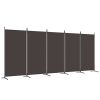 5-Panel Room Divider Brown 170.5"x70.9" Fabric