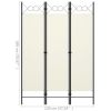 3-Panel Room Divider Cream White 47.2"x70.9"