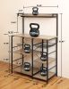 6-Tier Kitchen Storage Rack, Coffee Bar with Storage Basket, Microwave Oven Stand with 6 S-Hooks