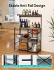 6-Tier Kitchen Storage Rack, Coffee Bar with Storage Basket, Microwave Oven Stand with 6 S-Hooks