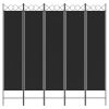5-Panel Room Divider Black 78.7"x78.7" Fabric