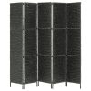 5-Panel Room Divider Black 76"x63" Water Hyacinth