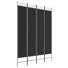 4-Panel Room Divider Black 63"x86.6" Fabric
