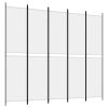 5-Panel Room Divider White 98.4"x86.6" Fabric