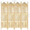 Hand carved 4-Panel Room Divider 63"x65" Solid Mango Wood