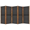 5-Panel Room Divider Black 137.8"x70.9"