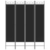 4-Panel Room Divider Black 63"x78.7" Fabric