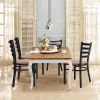 Set of 2 Kitchen Dining Chairs Wood Seat with Metal Legs Fully Assembled, Ladder Back