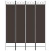 4-Panel Room Divider Brown 63"x78.7" Fabric