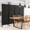 4-Panel Folding Room Divider Privacy Screen with Lockable Wheels