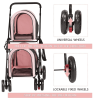 Detachable 3-in-1 Double Pet Stroller with 2 Travel Carriage Bags, Pink