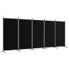 5-Panel Room Divider Black 170.5"x70.9" Fabric