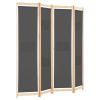 4-Panel Room Divider Gray 62.9"x66.9"x1.6" Fabric