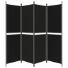 4-Panel Room Divider Black 78.7"x70.9" Fabric