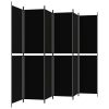 6-Panel Room Divider Black 118.1"x86.6" Fabric