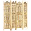 Hand carved 4-Panel Room Divider 63"x65" Solid Mango Wood
