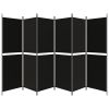 6-Panel Room Divider Black 118.1"x70.9" Fabric
