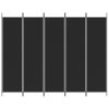 5-Panel Room Divider Black 98.4"x78.7" Fabric