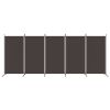 5-Panel Room Divider Brown 170.5"x70.9" Fabric